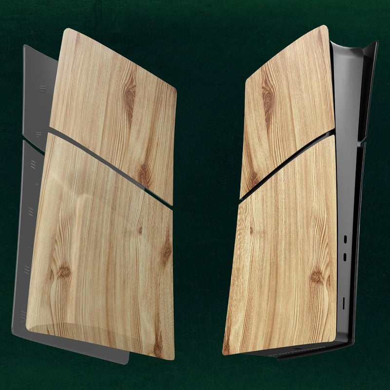 IMOFEE Slim Digital Edition Cover Plates for New PS5 Slim Console, Shell Panels Compatible with New PlayStation 5 Slim Accessories Protective Replacement Faceplate (Wood Grain) - Image 2